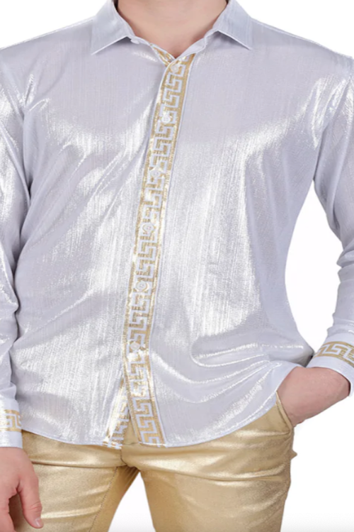 Camisa Grecas Blanco/Dorado